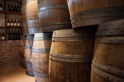 Barrels of South African wine stacked for sale