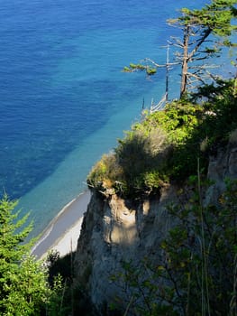 A photograph of scenery near water.