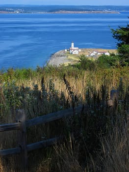 A photograph of scenery near water.