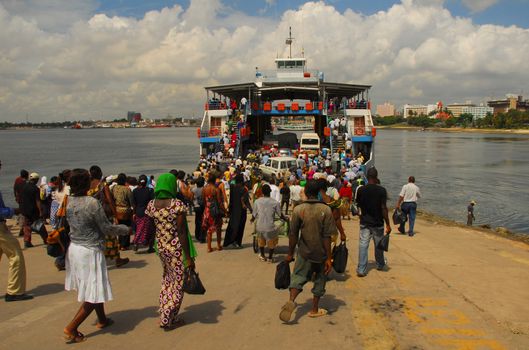 Dar es Salaam embark on the ferry