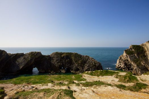 Ancient rocks of southern coast in England, called Jurassic coast