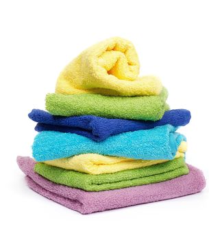 Multi-colored Terry towels isolated on white background