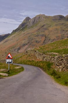 Steep country lane in Lake District, northern England