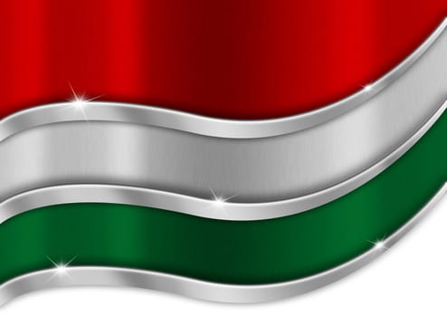 Red white and green background national hungarian metal flag