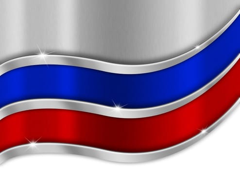 White blue and red background national russian metal flag