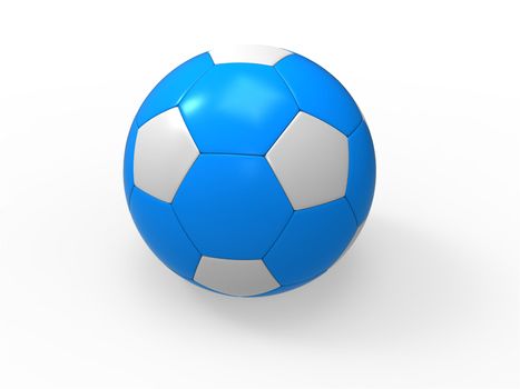 Blue soccer ball on isolated white background