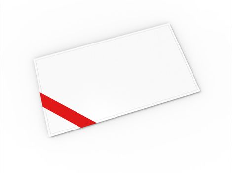 Blank greeting card (for greeting or congratulation) with red ribbon