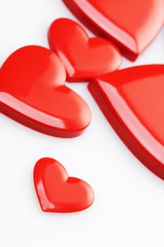 red hearts on white background