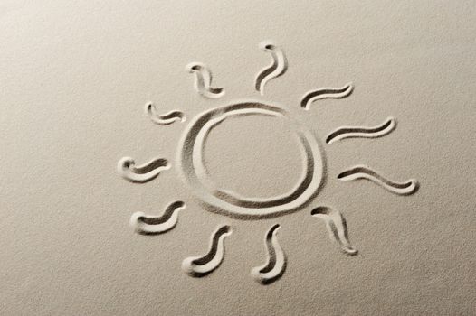 Beach background with sun drawing