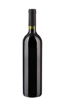 bottle of red wine , isolated on white