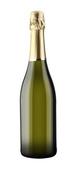 A bottle of champagne , isolated on white with clipping path.