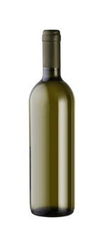 A bottle of white wine , isolated on white with clipping path.
