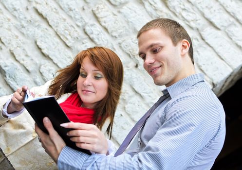 Business partners meeting: Male and female 