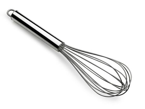 Stainless steel whisk isolated on white background