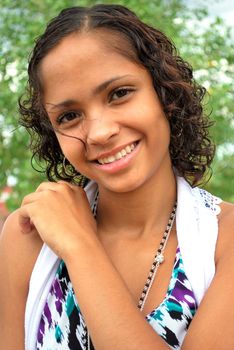 African american female beauty expressions outside.