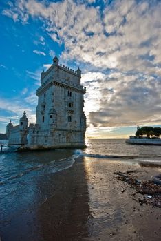 detail of the Torre de Belem in Lisbon