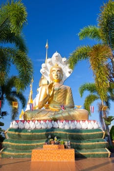 Golden pagoda and image buddha in Petchchaboon, Thailand