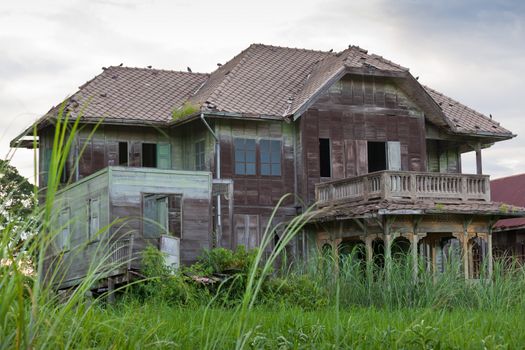 abandoned architecture old wood house in Thailand
