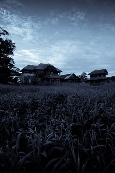 abandoned architecture old wood house in Thailand