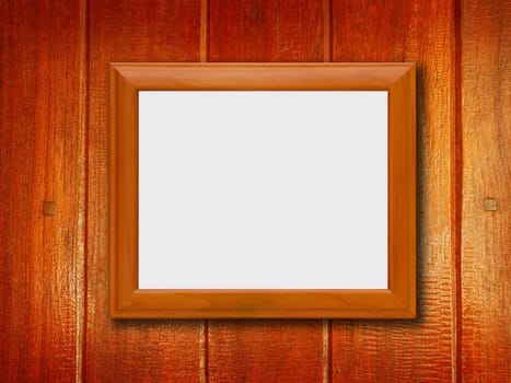 photo frame on wood wall background