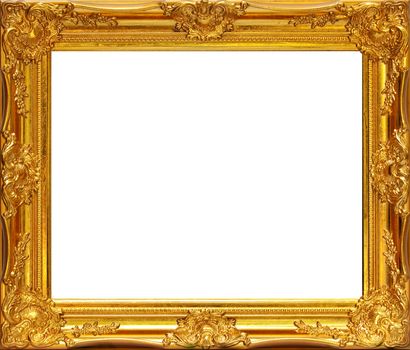 Gold frame on white background