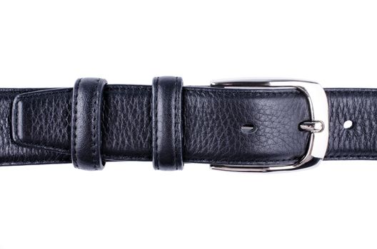 Black belt with a buckle close up isolated