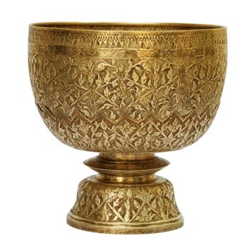 Old antique vintage bronze, brass bowl, isolated on white background