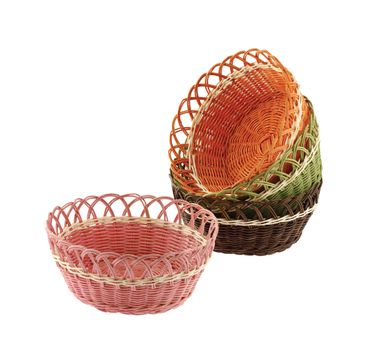 set wicker bowl, isolated on white background

