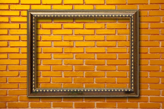wood frame on brickwall