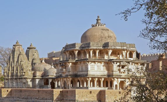 Architecture of Hindu and Jain Temples Kumbhalghar Fort demonstrating the dynasty who built the fort wanted all Indian religions to co-habitate