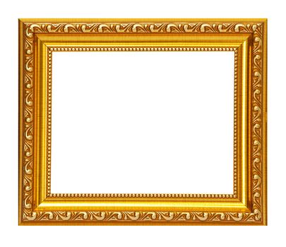 Gold frame on white background