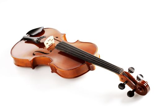 Elegant shot of a violin on white background