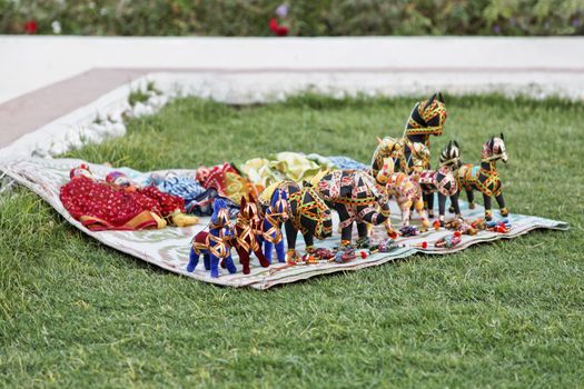 An assortment of string puppets used by indigenous puppeteers during performances in Rajasthan India