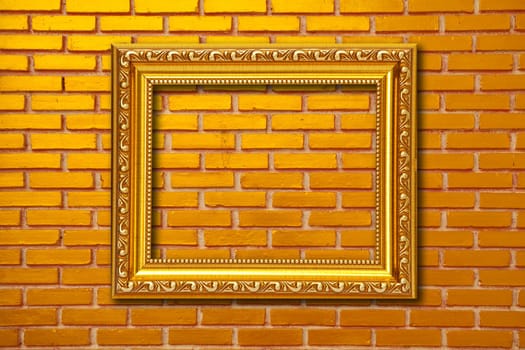 wood frame on brickwall