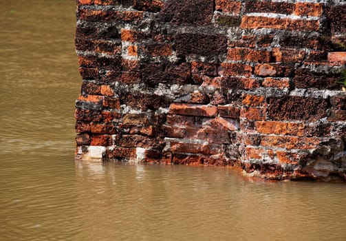 old brick wall flood