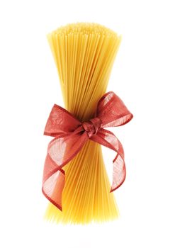 spaghetti gift, italian pasta with ribbon