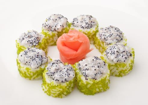 Sushi with caviar and fish