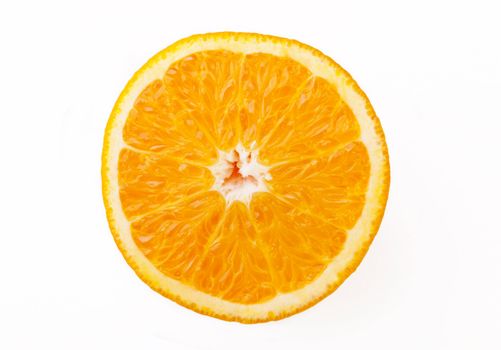 Fresh ripe half orange on isolated fone