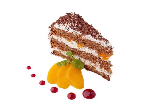 Sweet cake with mango and cream