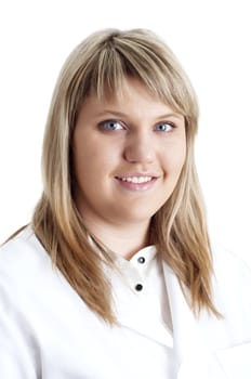 closeup portrait of a woman doctor, smile and happy