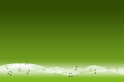 Abstract green background with tunes and waves