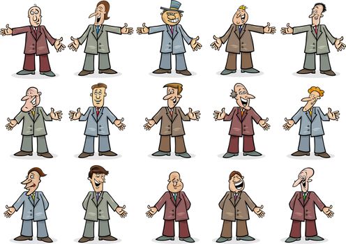 Cartoon illustration of happy businessmen collection set