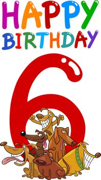 cartoon illustration design for sixth birthday anniversary
