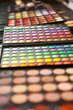 beauty make up palette colorfull closeup