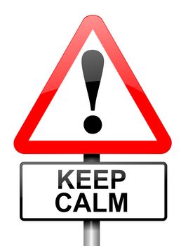 Illustration depicting a red and white triangular warning sign with a keep calm concept. White background.