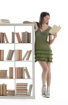 Female Student Portrait, read a book on library