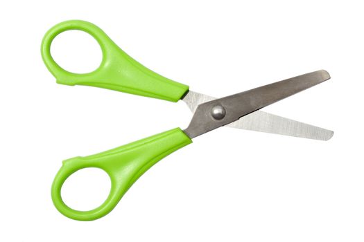 Green scissors isolated on white background 