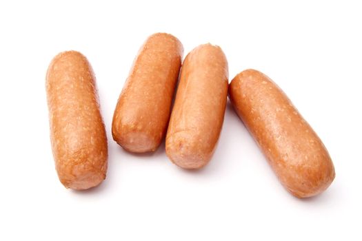 Mini sausages isolated on white background 
