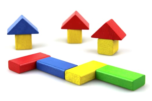 Wooden building blocks.