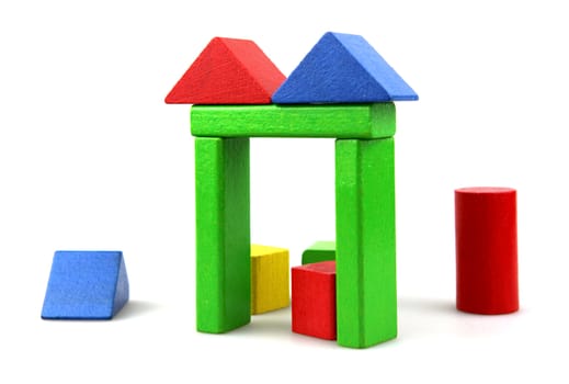 Wooden building blocks.